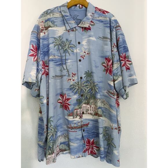 Tommy Bahama Men’s Silk Shirt XXL Holiday Hawaiian Season’s Greetings - Picture 1 of 10